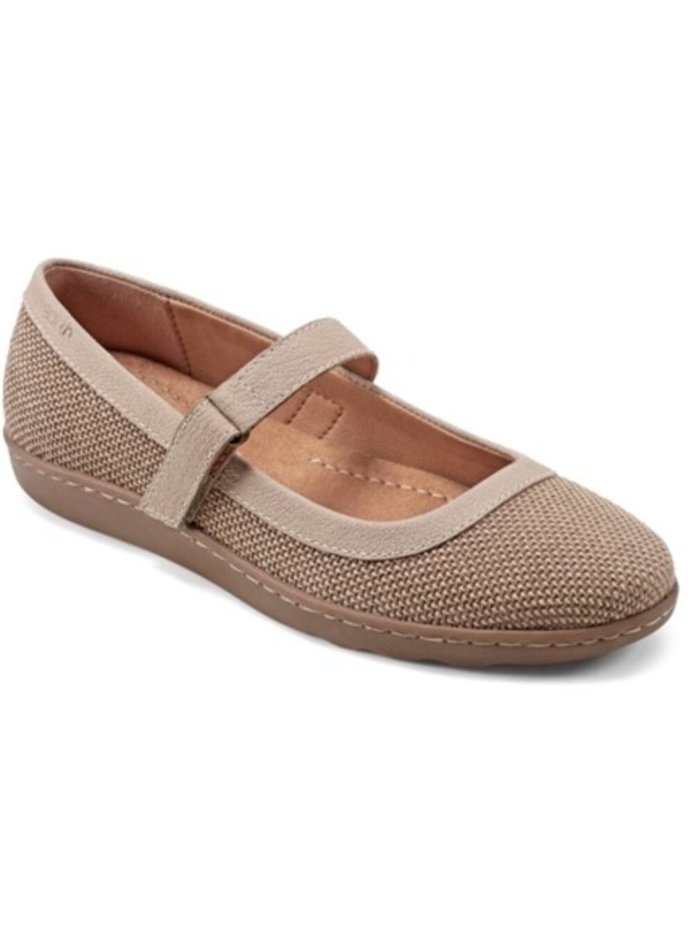 Earth Lorali Mary Jane Flats Leather Canvas Natural Beige Size 8 NEW